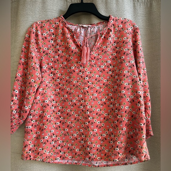 Tops - Tangerine Blouse with Flowers Medium
